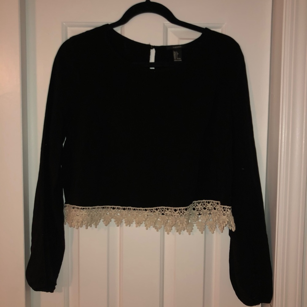 Black Forever 21 Cropped Long Sleeve